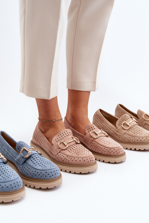 Opengewerkte damesmocassins met ornamenten in bruin Talesse