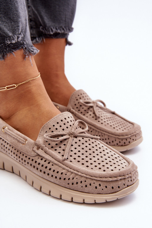 Damesmocassins met linten in beige Reece Damesmocassins met linten in beige Reece