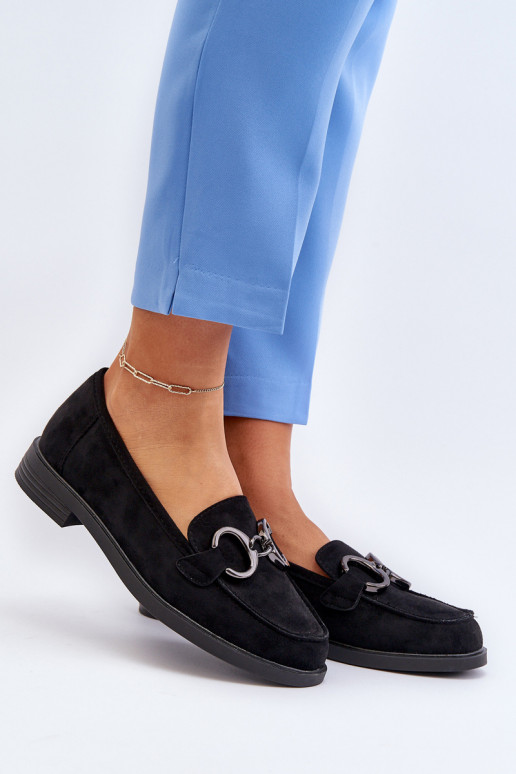 Elegante suède mocassins met ornamenten in zwart Echonesa