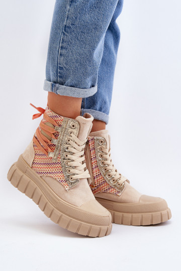 Vrijetijdsschoenen met plateau in beige kleur Kernia 2