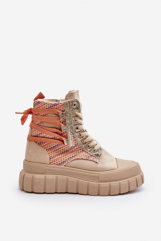 Vrijetijdsschoenen met plateau in beige kleur Kernia