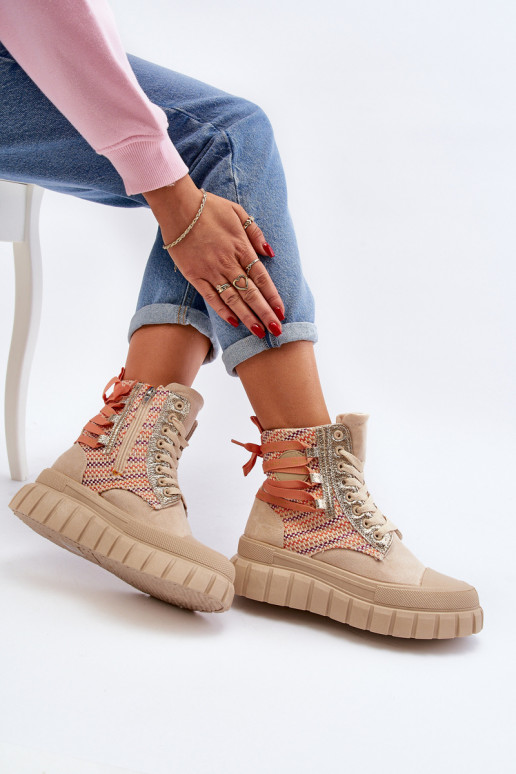 Vrijetijdsschoenen met plateau in beige kleur Kernia