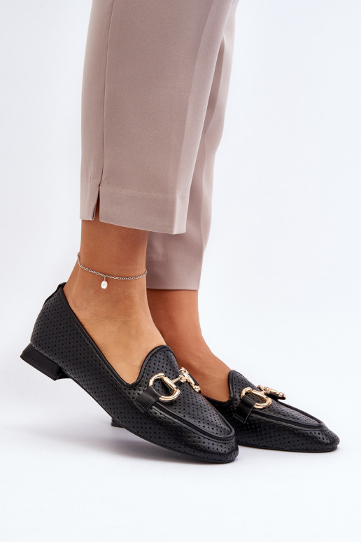 damesmocassins met brede hakken met ornamenten in zwart Iluvana damesmocassins met brede hakken met ornamenten in zwart Iluvana