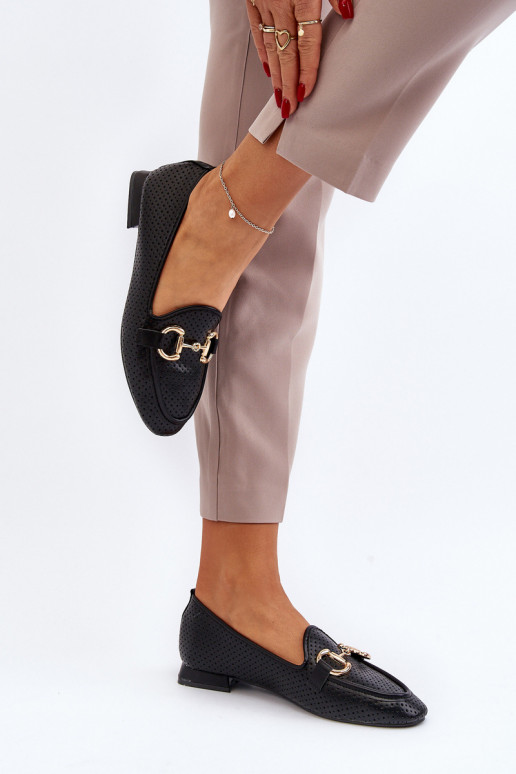 damesmocassins met brede hakken met ornamenten in zwart Iluvana damesmocassins met brede hakken met ornamenten in zwart Iluvana