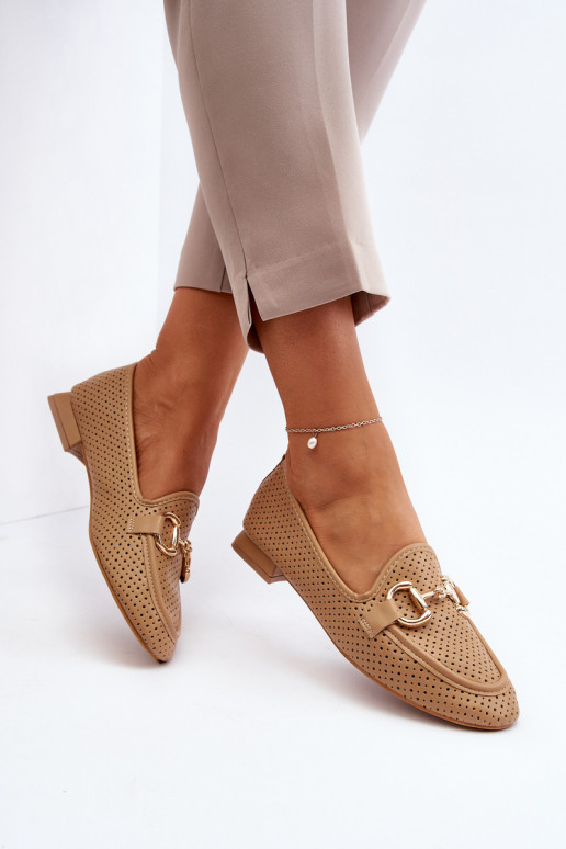 damesmocassins met brede hakken met ornamenten in bruin Iluvana damesmocassins met brede hakken met ornamenten in bruin Iluvana