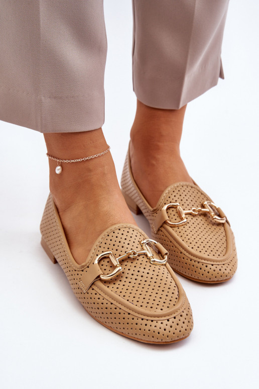 damesmocassins met brede hakken met ornamenten in bruin Iluvana damesmocassins met brede hakken met ornamenten in bruin Iluvana