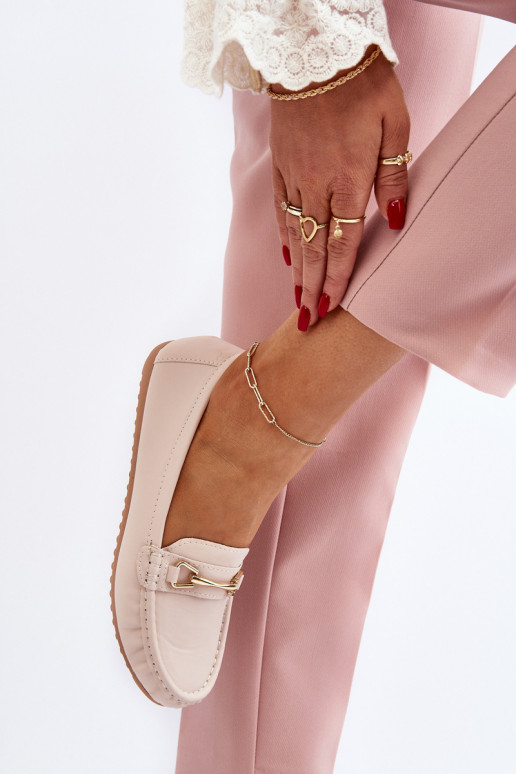 Klassiek model Mocassins met ornamenten beige kleur Ainslee Klassiek model Mocassins met ornamenten beige kleur Ainslee