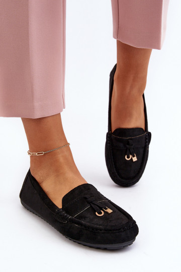 gemaakt van suède Klassiek model Mocassins zwart kleur Ontala