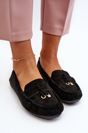 gemaakt van suède Klassiek model Mocassins zwart kleur Ontala 2