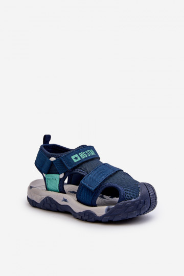 Sandalen voor jongens met zelfklevende sluiting Big Star NN374236 donkerblauw