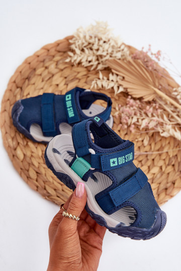 Sandalen voor jongens met zelfklevende sluiting Big Star NN374236 donkerblauw 2