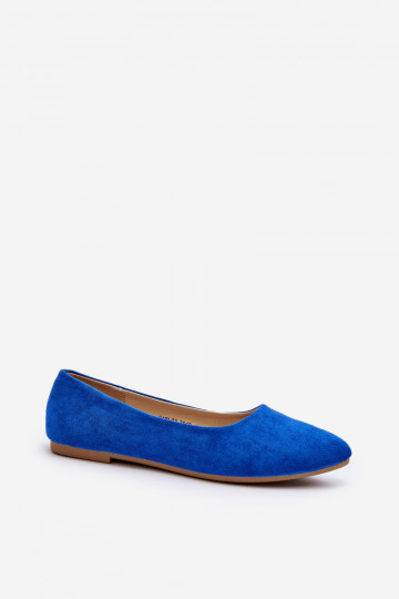 Blauwe suède ballerina's Kommia