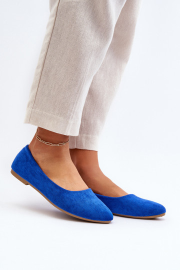 Blauwe suède ballerina's Kommia 2
