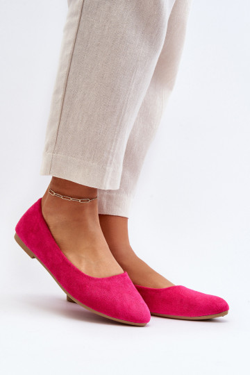 Suède ballerina's roze kleur Kommia 2