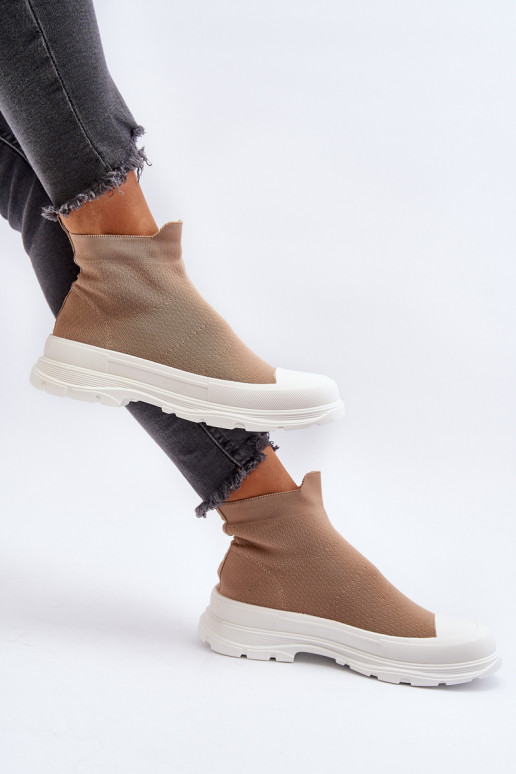 Bruine Ilanae-dameslaarzen met een sokachtige binnenzool Bruine Ilanae-dameslaarzen met een sokachtige binnenzool