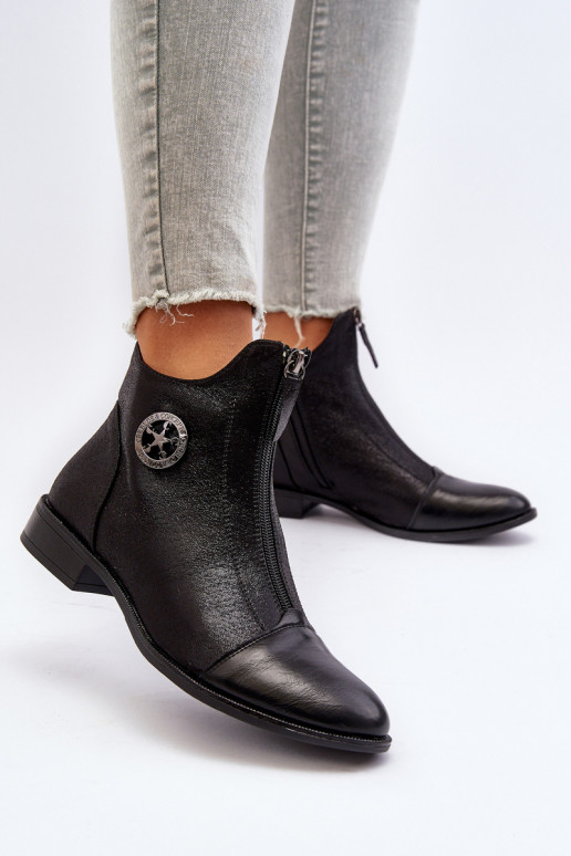 Laarzen met brede hakken met ritsen in het zwart van Loratie