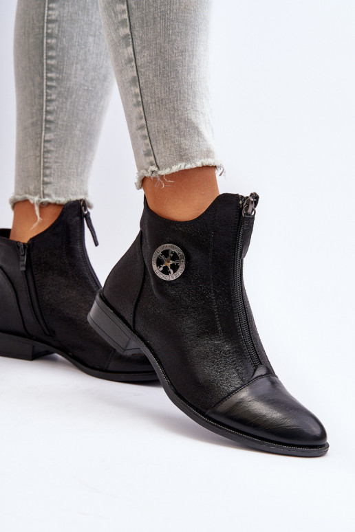 Laarzen met brede hakken met ritsen in het zwart van Loratie