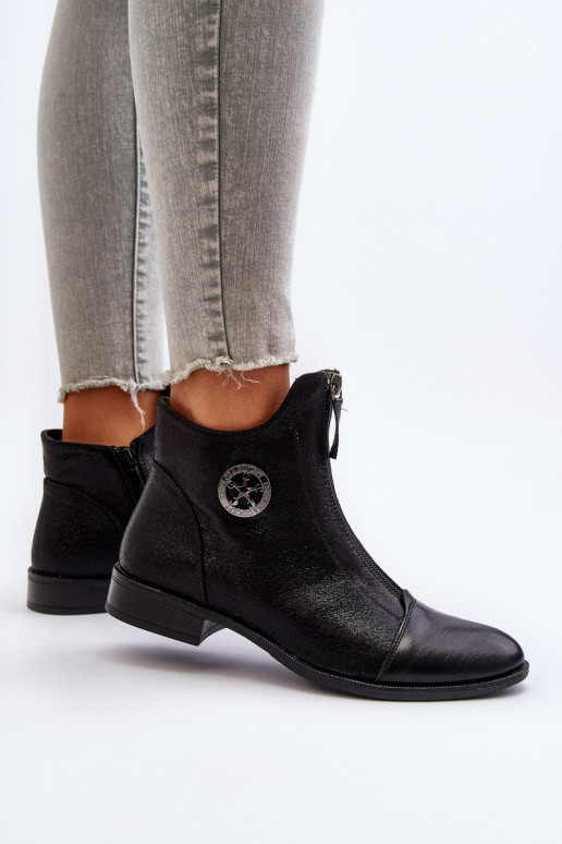 Laarzen met brede hakken met ritsen in het zwart van Loratie