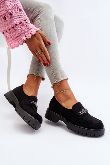 Suede mocassins met ornamenten in de zwarte kleur Loraleima 2