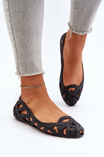 Rubberen ballerina's in de kleur zwart Salam