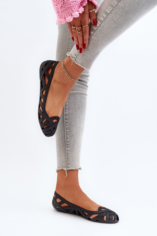 Rubberen ballerina's in de kleur zwart Salam