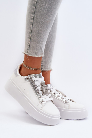 Sneakers model schoenen met ornamenten in witte kleur Celedria