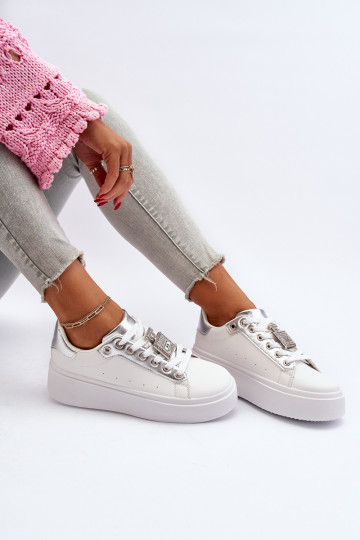 Sneakers model schoenen met ornamenten in witte kleur Celedria 2