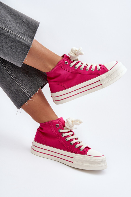 Casual schoenen met een platform in de roze kleur Aineri Casual schoenen met een platform in de roze kleur Aineri