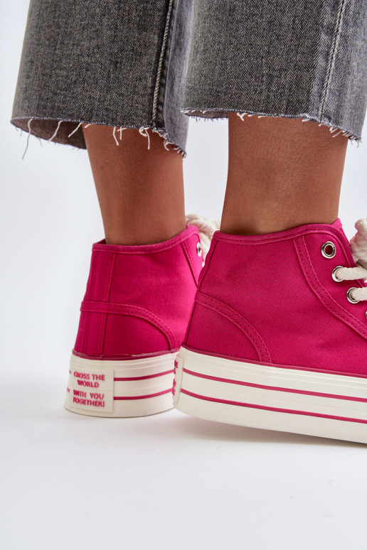 Casual schoenen met een platform in de roze kleur Aineri Casual schoenen met een platform in de roze kleur Aineri