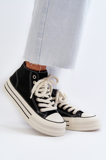 Casual schoenen met een platform in de zwarte kleur Aineri 2