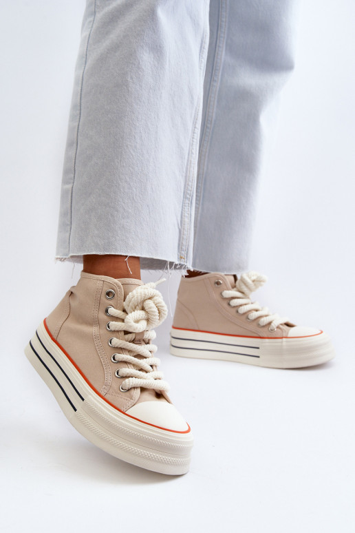 Casual schoenen met een platform beige Aineri Casual schoenen met een platform beige Aineri