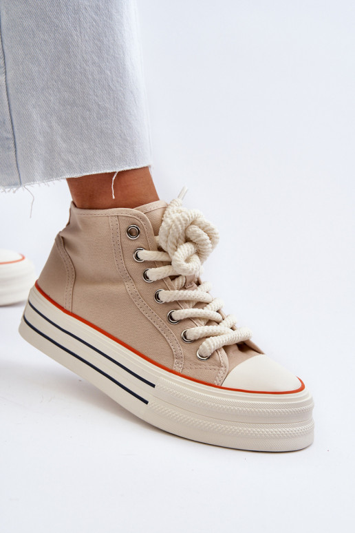 Casual schoenen met een platform beige Aineri Casual schoenen met een platform beige Aineri