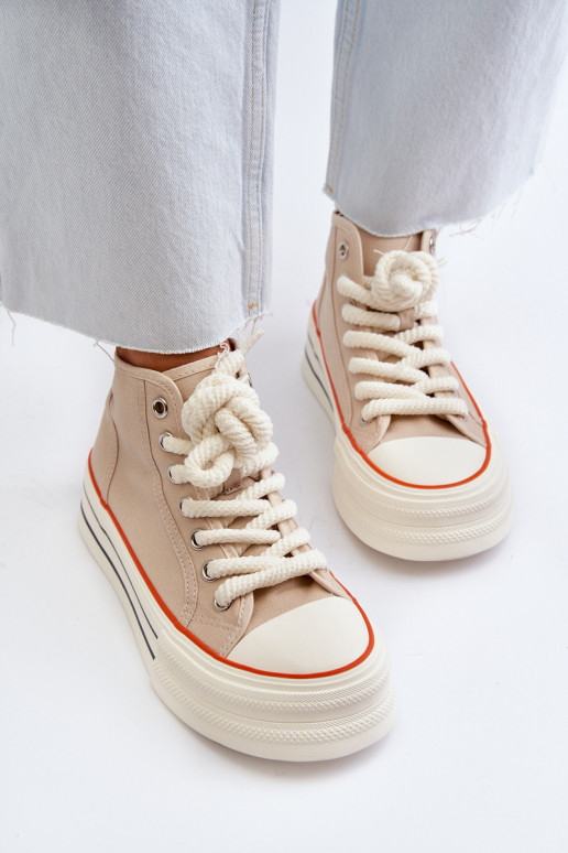 Casual schoenen met een platform beige Aineri Casual schoenen met een platform beige Aineri