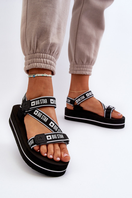 Damessandalen met platform Big Star NN274A525 zwarte kleur Damessandalen met platform Big Star NN274A525 zwarte kleur