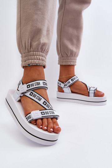 Damessandalen met platform Big Star NN274A526 witte kleur