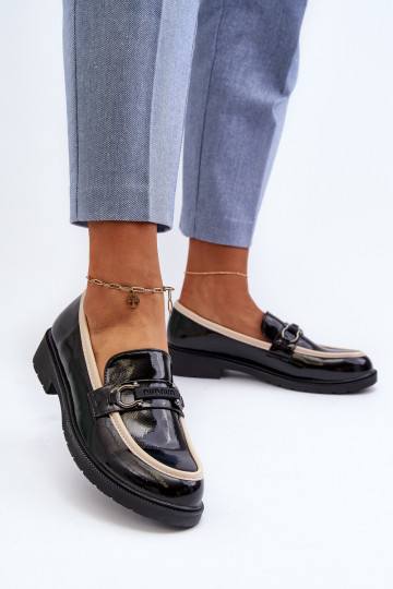 Dameslakschoenen Mocassins S.Barski HY336A zwarte kleur