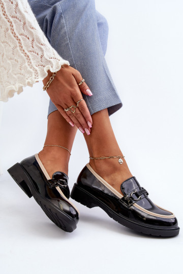 Dameslakschoenen Mocassins S.Barski HY336A zwarte kleur 2