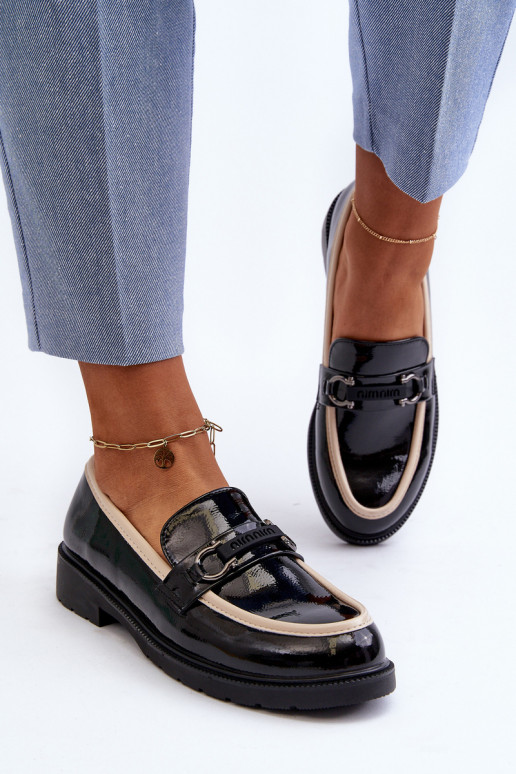 Dameslakschoenen Mocassins S.Barski HY336A zwarte kleur Dameslakschoenen Mocassins S.Barski HY336A zwarte kleur