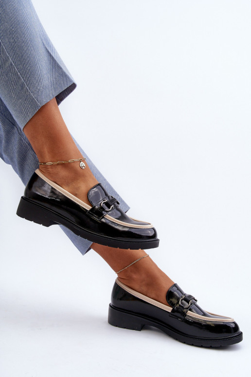 Dameslakschoenen Mocassins S.Barski HY336A zwarte kleur Dameslakschoenen Mocassins S.Barski HY336A zwarte kleur