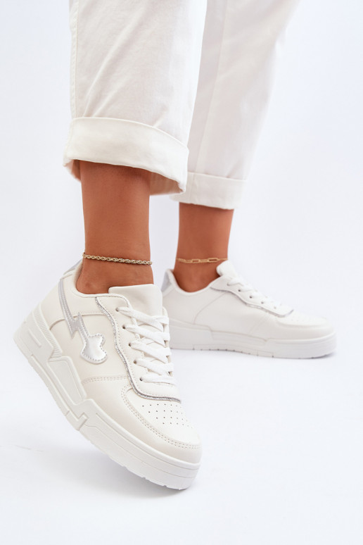 Sneakers model schoenen met plateau in witte kleur Zeparine