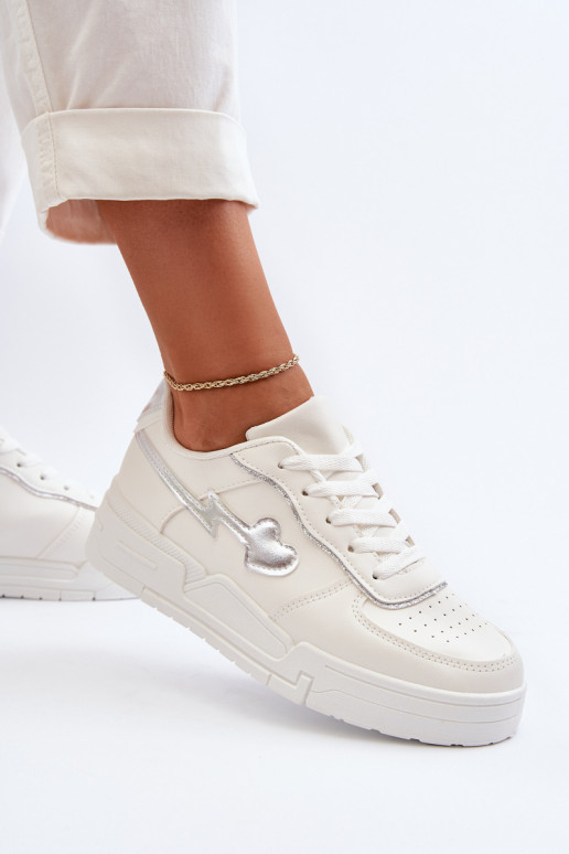 Sneakers model schoenen met plateau in witte kleur Zeparine