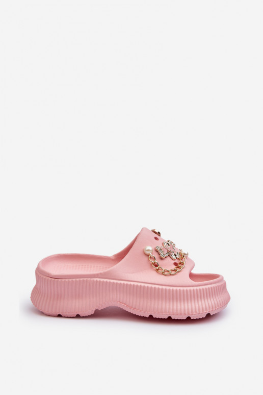 Lichte pantoffels met mooie details in roze Afariana Lichte pantoffels met mooie details in roze Afariana