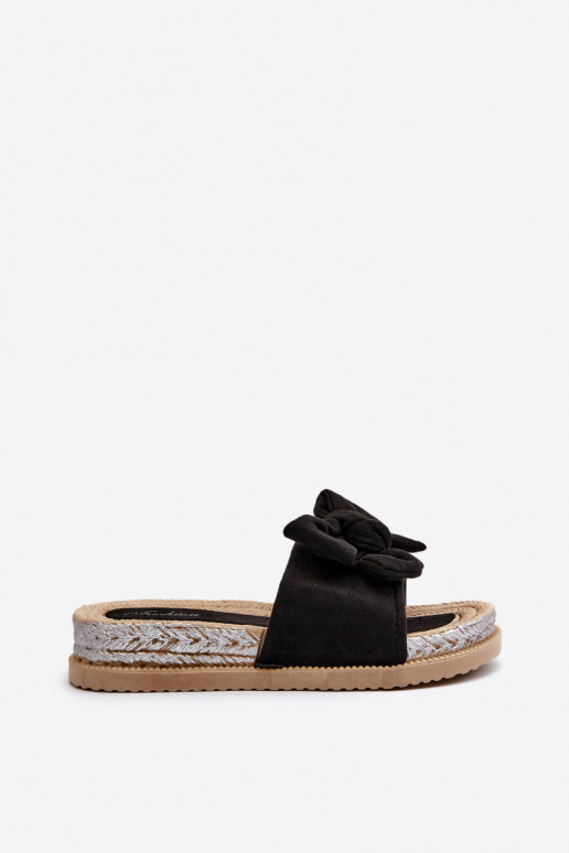 Aflia platformpantoffels met linten in zwart Aflia platformpantoffels met linten in zwart