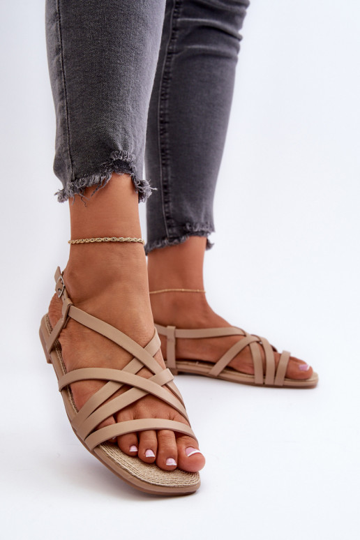 Platte sandalen voor dames Big Star NN274012 beige kleur Platte sandalen voor dames Big Star NN274012 beige kleur