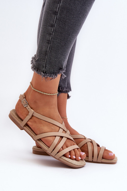 Platte sandalen voor dames Big Star NN274012 beige kleur Platte sandalen voor dames Big Star NN274012 beige kleur