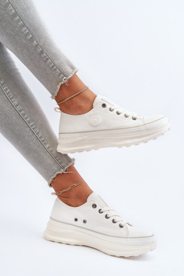 Damesschoenen met modieuze massieve zolen Big Star NN274126 witte kleur 2