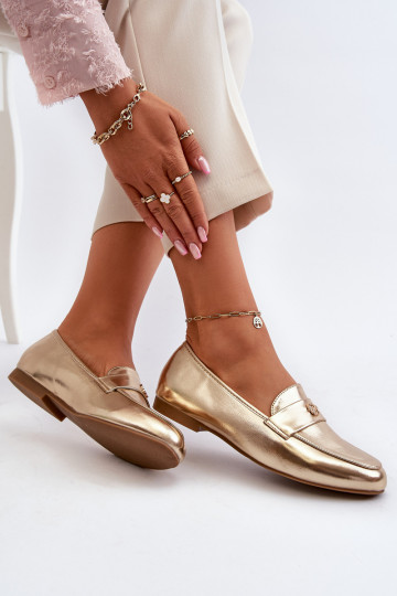 damesmocassins met brede hakken in goud Sylvaine 2