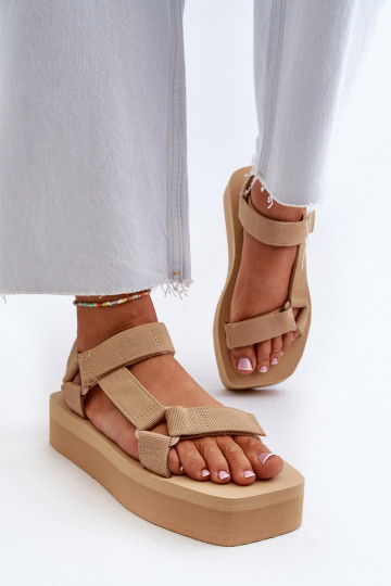 Damessandaal met platform beige Edireda