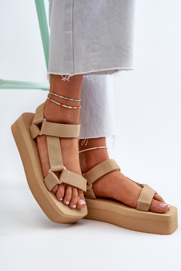 Damessandaal met platform beige Edireda 2