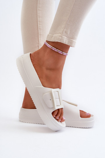 Lichte slippers met gespplatform Big Star NN274A661 witte kleur 2